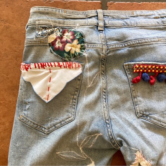 Zara Upcycled Patched Destroyed denim, jeans, - Picture 13 of 15